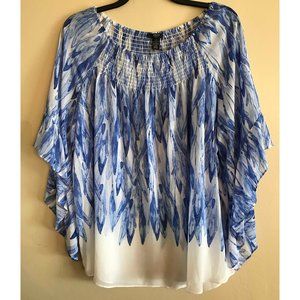 Alfani Woman Blue/White Blouse w/ Bell Sleeves